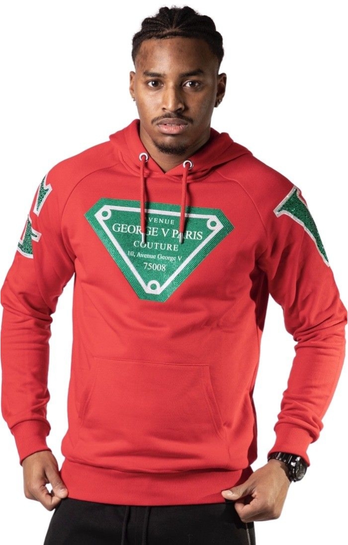 Sudadera George V Paris Diamante Frontal Rojo