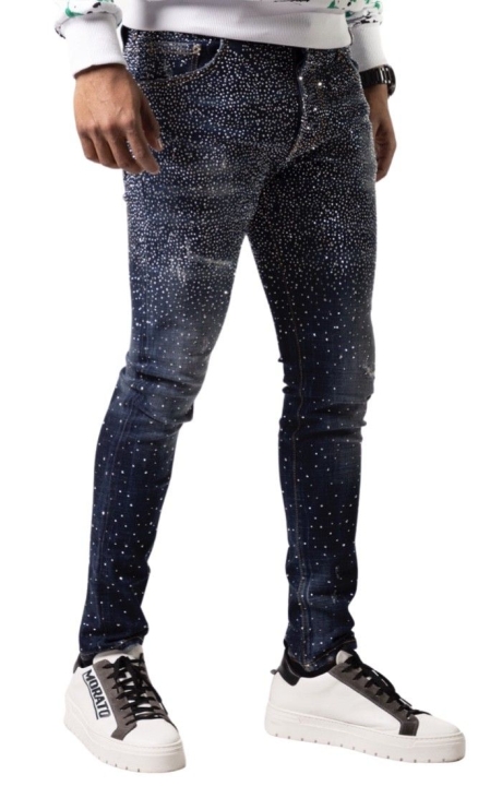 Jeans George V Paris con Tachuelas Azul Marino y Plata