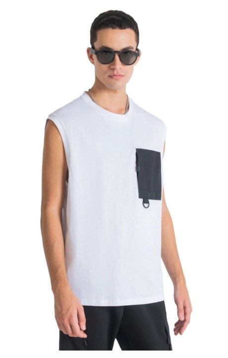 Camiseta Antony Morato Sin Mangas Bolsillo Contraste Blanco