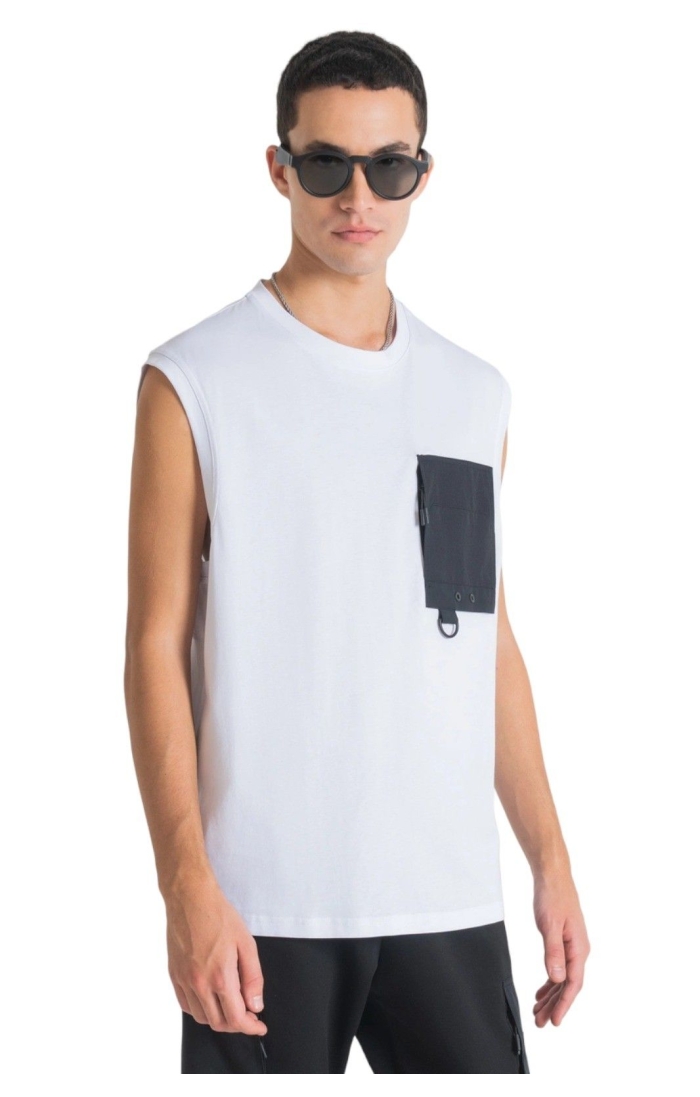 Camiseta Antony Morato Sin Mangas Bolsillo Contraste Blanco