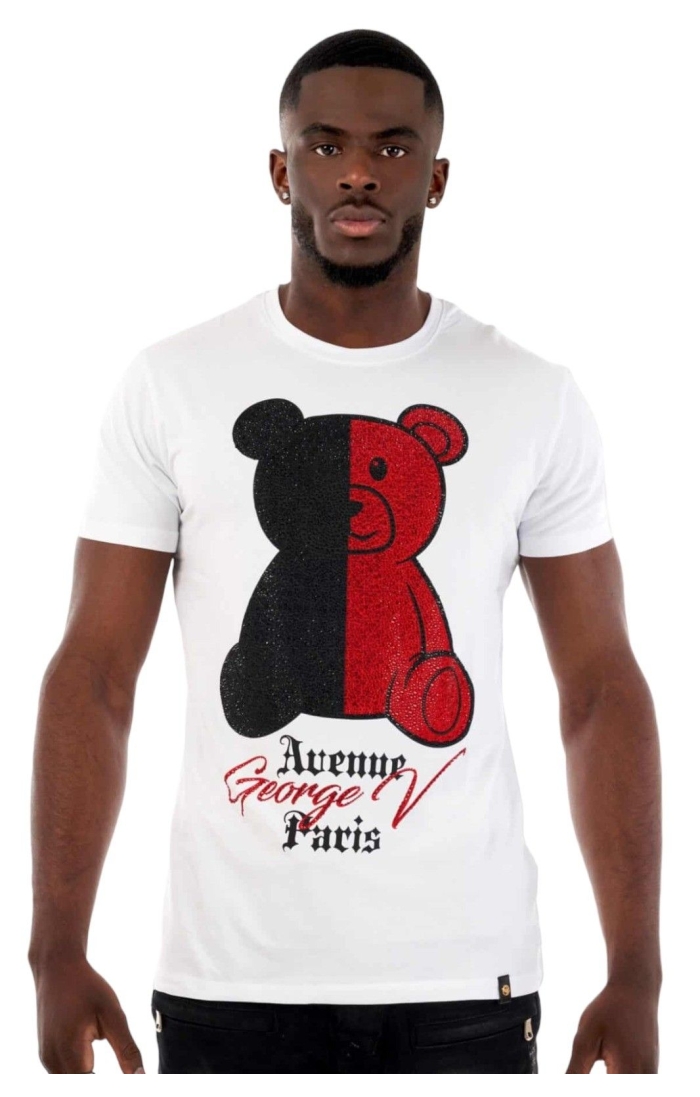 Camiseta George V Paris Tedy Bear Bi-Color Blanco y Rojo