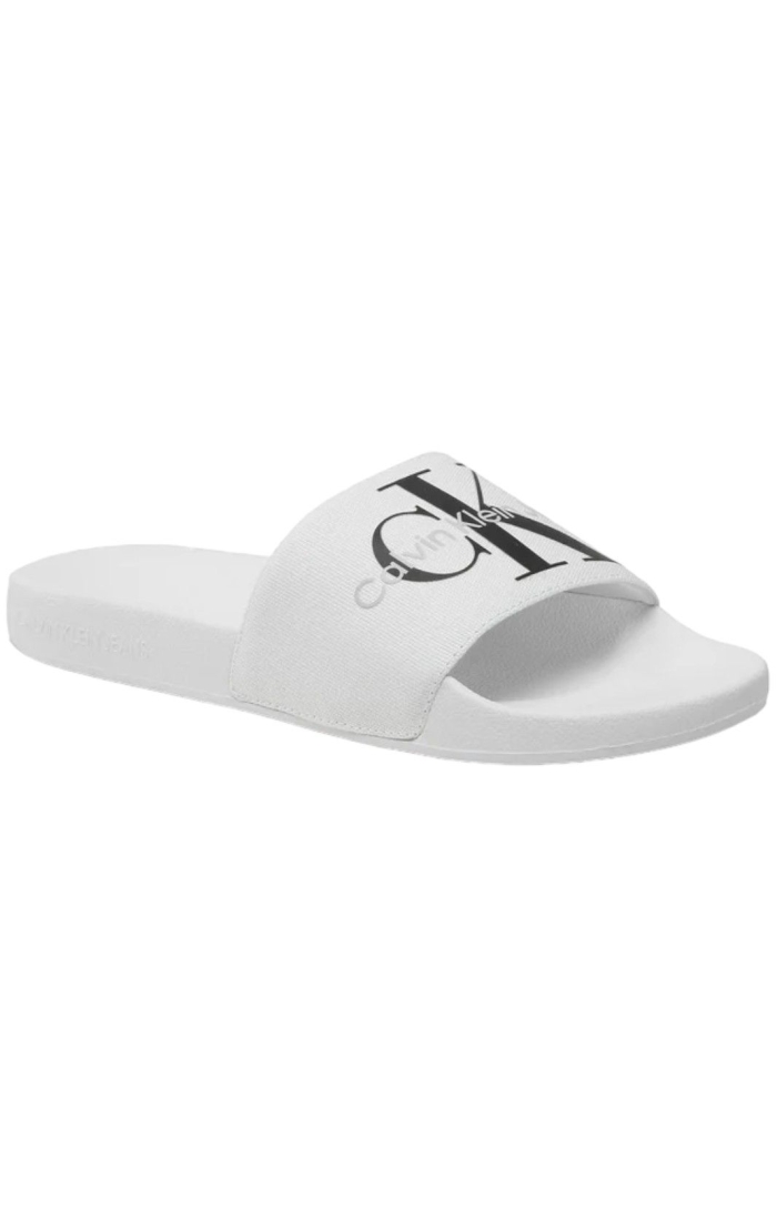 Chanclas Calvin Klein Slide Monograma Blanco