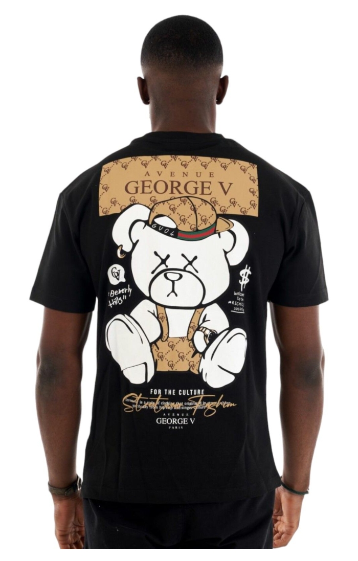 Camiseta George V Paris Oso Muerto Fashion Negro