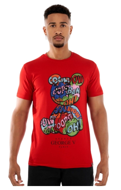 Camiseta George V Paris Mosaico Oso Avenue Rojo