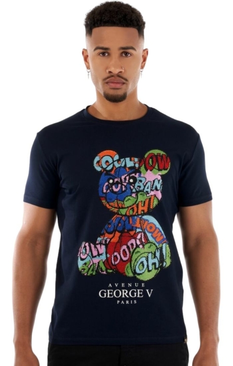 Camiseta George V Paris Mosaico Oso Avenue Marino