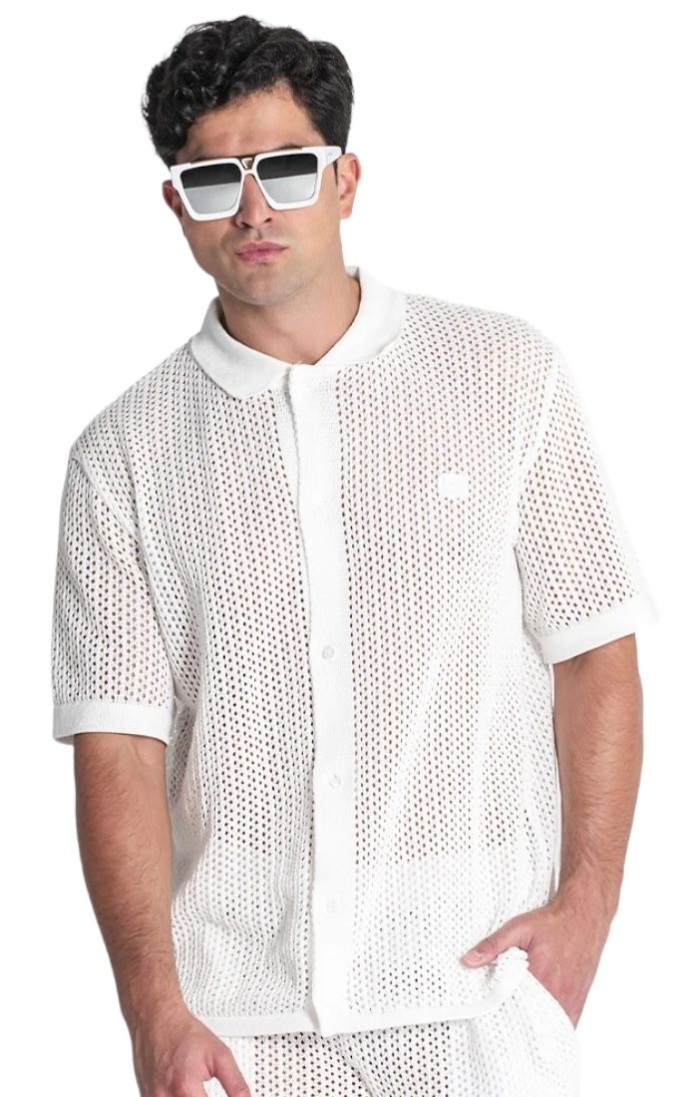 Camisa Gianni Kavanagh Crochet Azulik Blanca