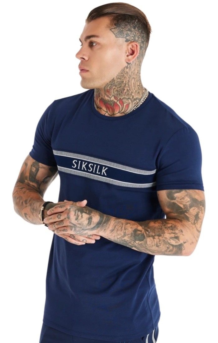 Camiseta SikSilk Logo Bordado Marino