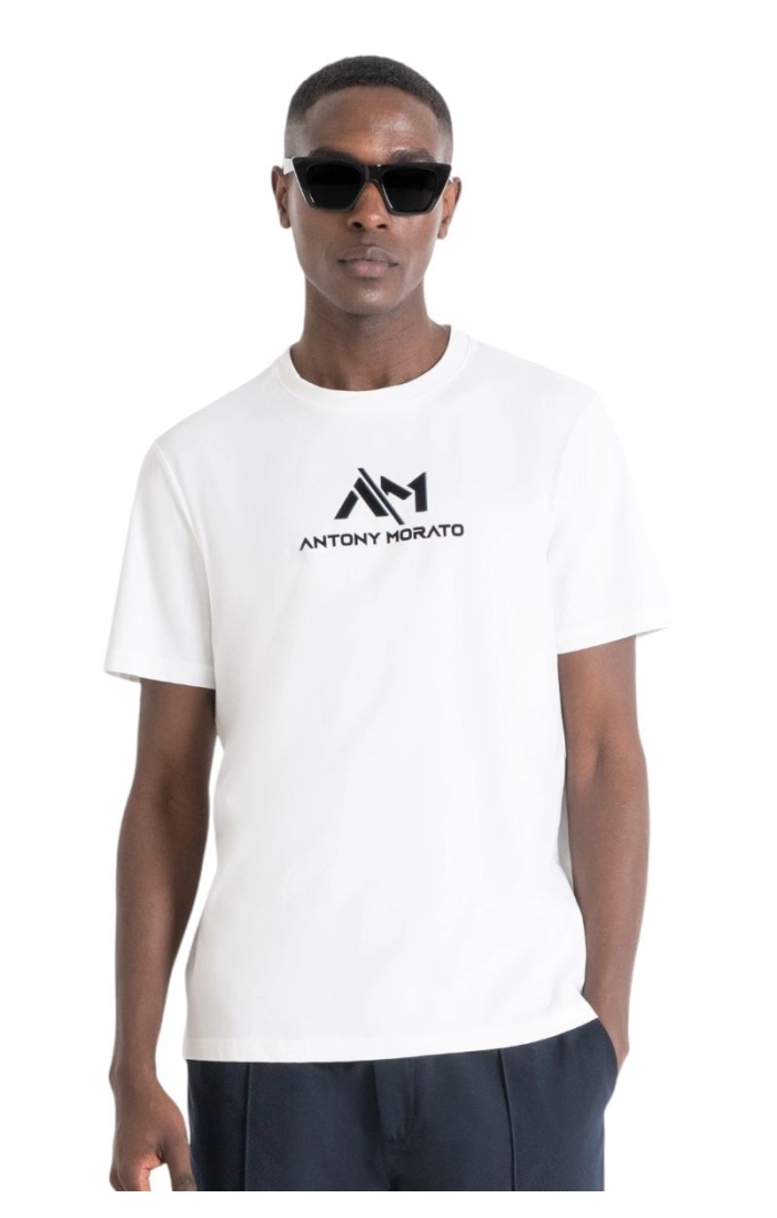 Camiseta Antony Morato Blanca Regular Fit con logotipo