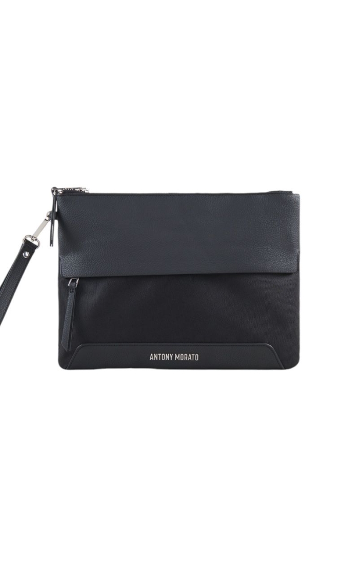 Bolso Rectangular Antony Morato Negro de Nailon y Ecopiel