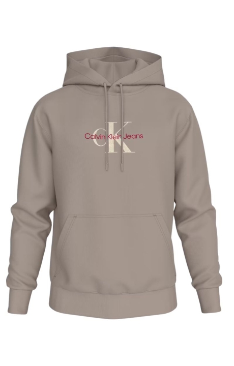 Sudadera Con Capucha Calvin Klein Basica Monologo Beige