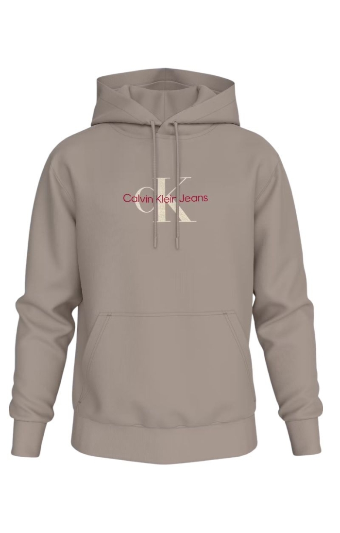 Sudadera Con Capucha Calvin Klein Basica Monologo Beige