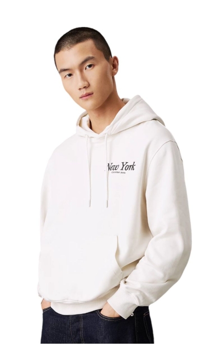 Sudadera con Capucha Calvin Klein Blanco Roto con Logo New York