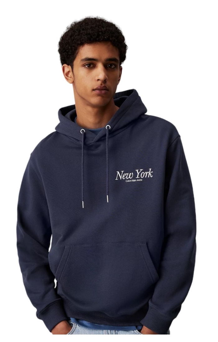 Sudadera con Capucha Calvin Klein Azul Marino con Logo New York