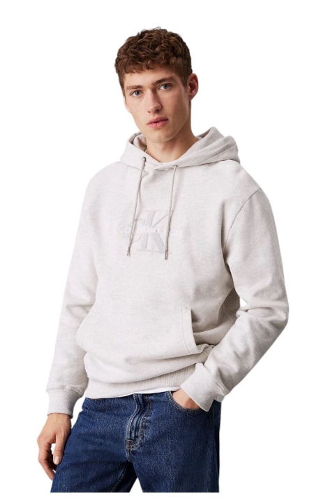 Sudadera con Capucha Calvin Klein De Chenilla Con Monograma Gris