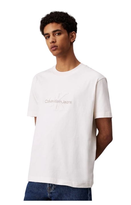 Camiseta Calvin Klein de Chenilla con Monograma Marfil