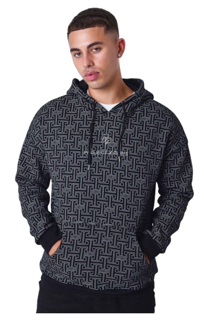 Sudadera Project X Paris con Capucha All Over Labyrinth Negro