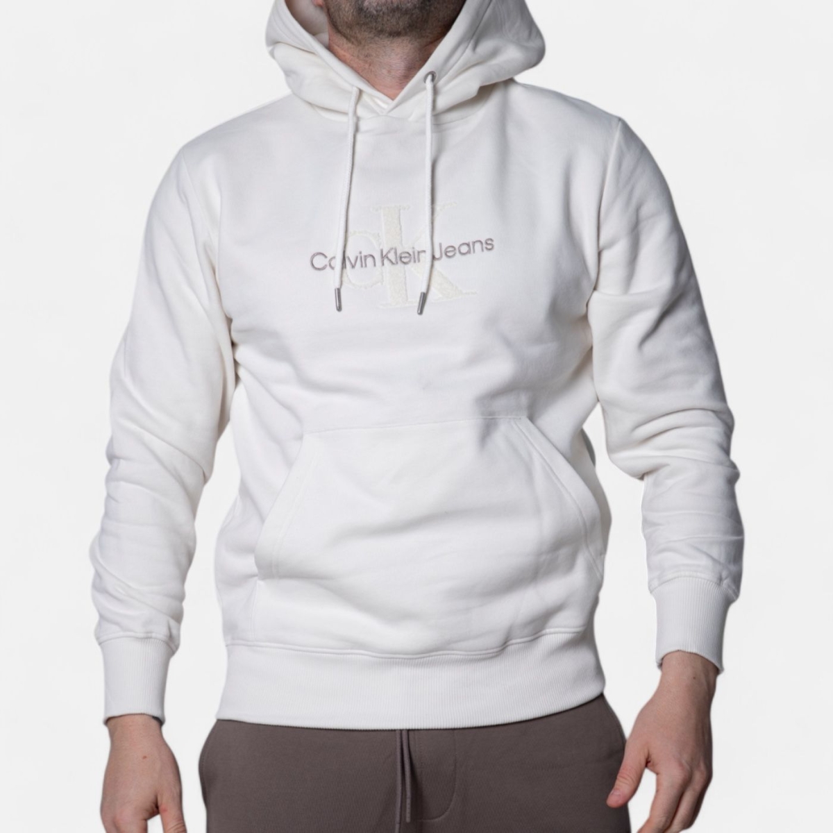 Sudadera de Chenilla Con Capucha Calvin Klein Blanco Roto