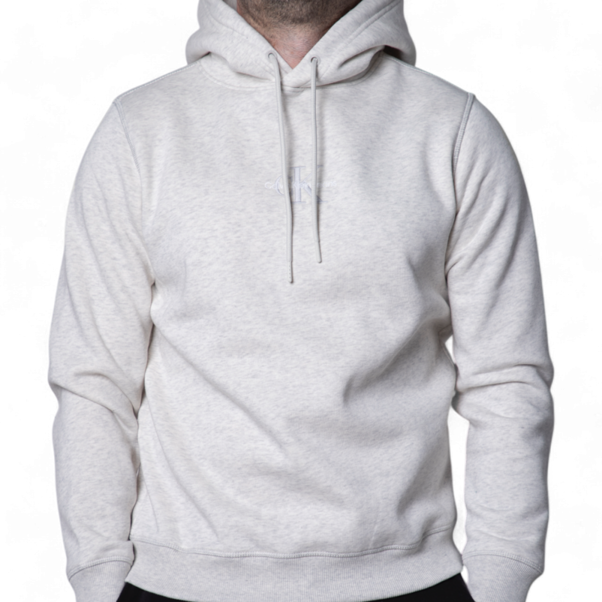 Sudadera con Capucha Calvin Klein Gris y Monograma