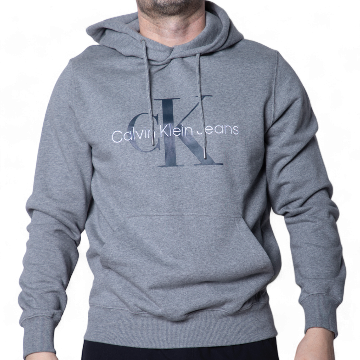 Sudadera Con Capucha Calvin Klein Gris con Monologo