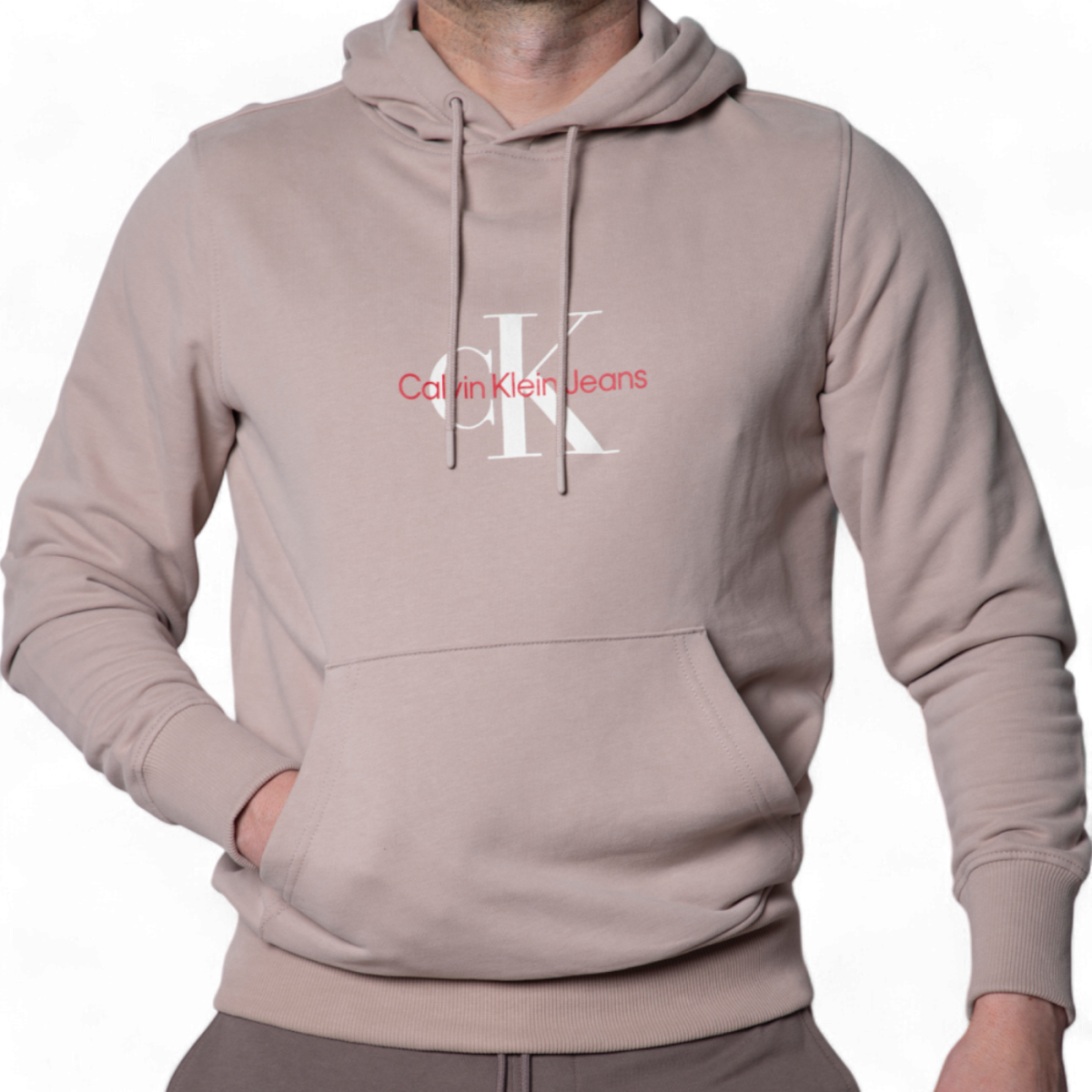 Sudadera Con Capucha Calvin Klein Basica Monologo Beige