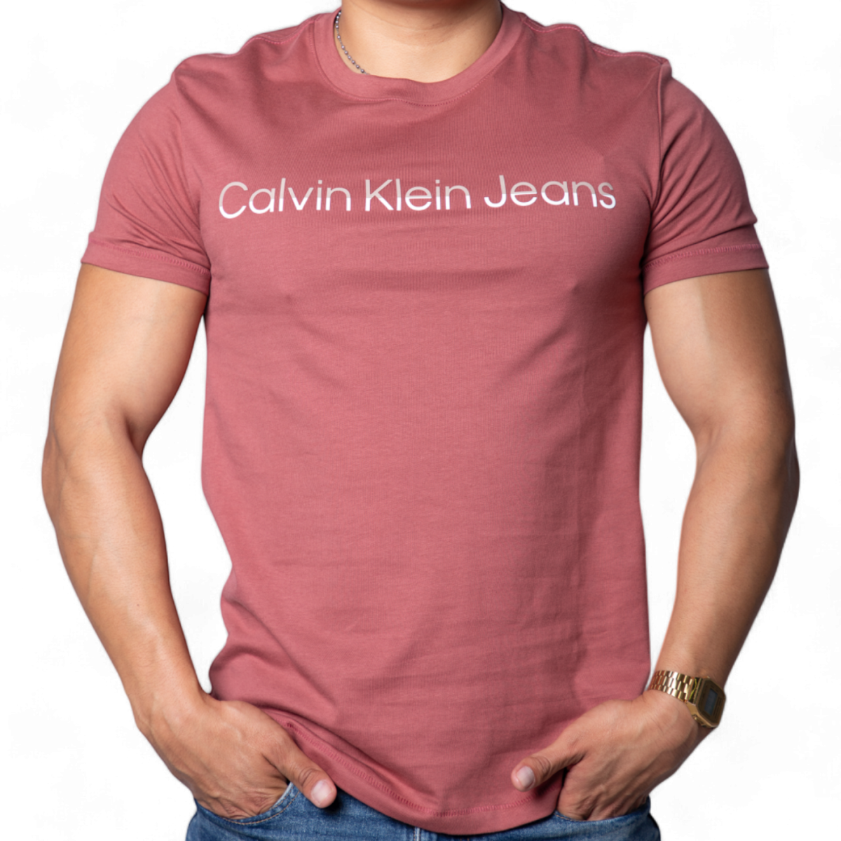 Camiseta Calvin Klein Logo Institutional Burdeos