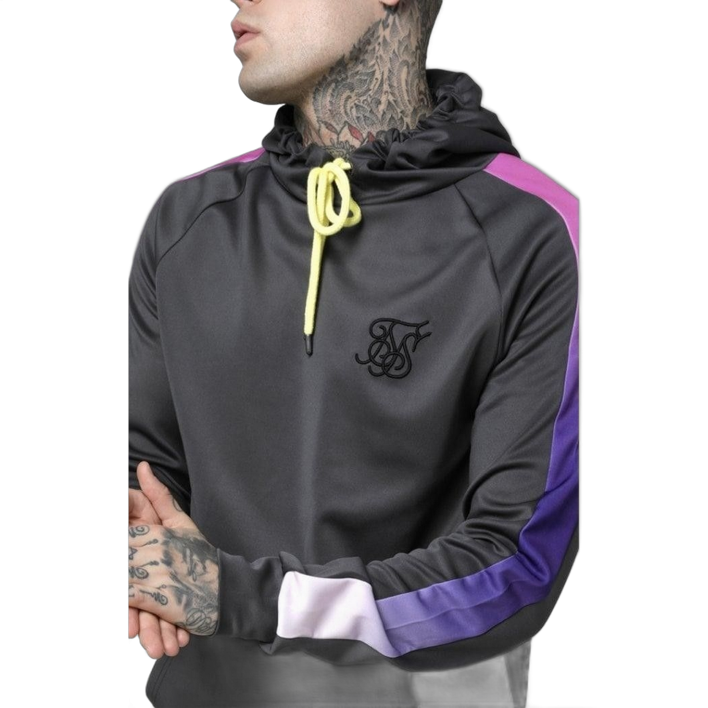 Sudadera SikSilk con capucha Panel Gris y Neon