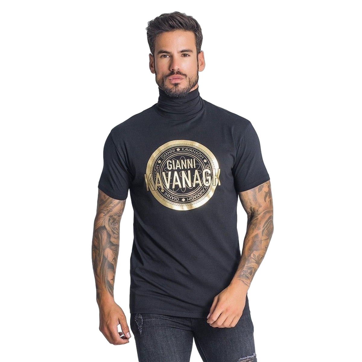 Camiseta Gianni Kavanagh Golden Cuello Alto Negro