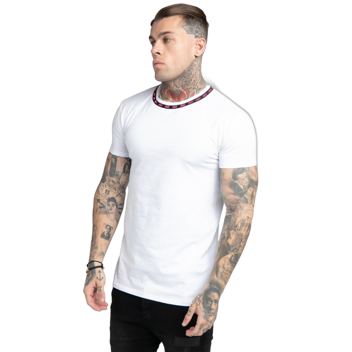 Camiseta SikSilk Bound Logo Gym Blanco