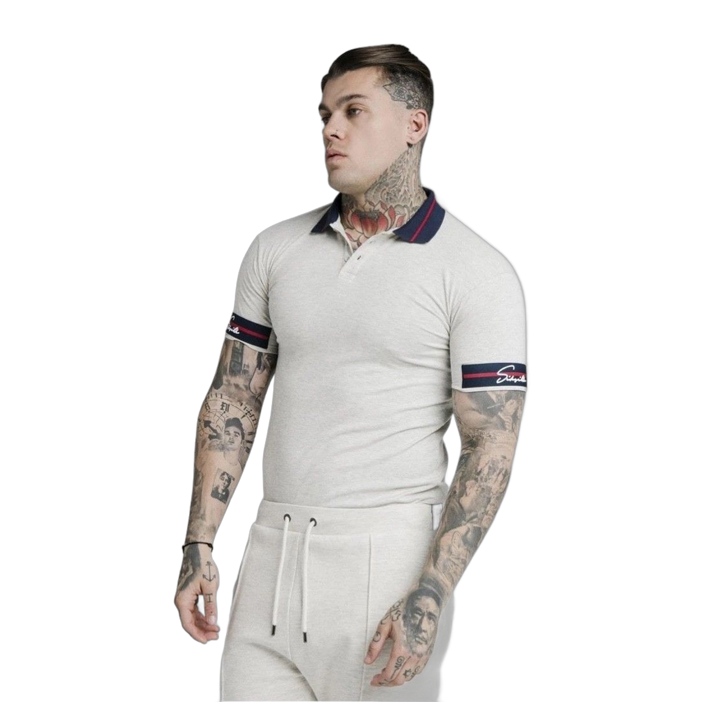 Polo SikSilk de Pique Exposed Blanco