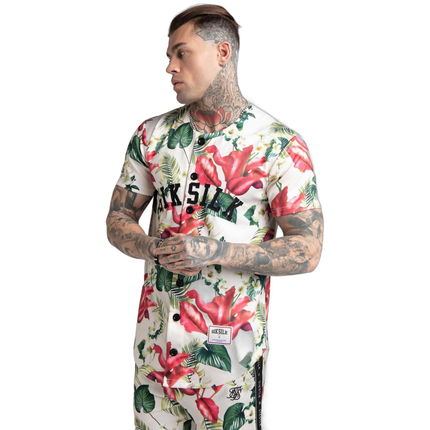 Camisa SikSilk Beisbol Retro Tropics Blanco