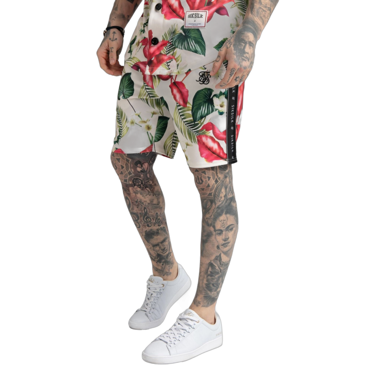 Pantalon SikSilk Retro Tropics Tape Blanco