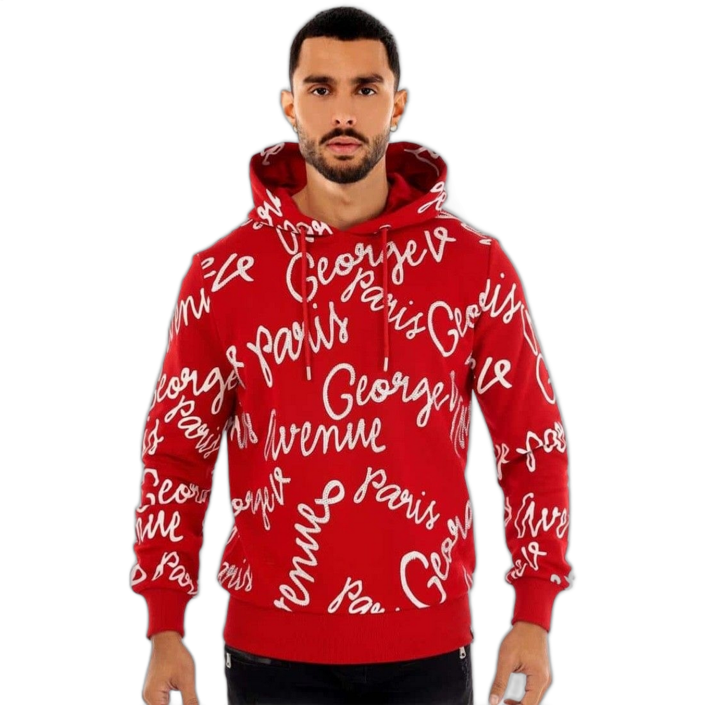 Sudadera George V Paris Etiqueta con Brillantes Rojo