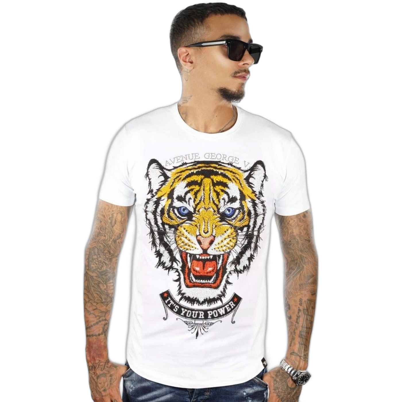 Camiseta George V Paris Poder Tigre Blanco