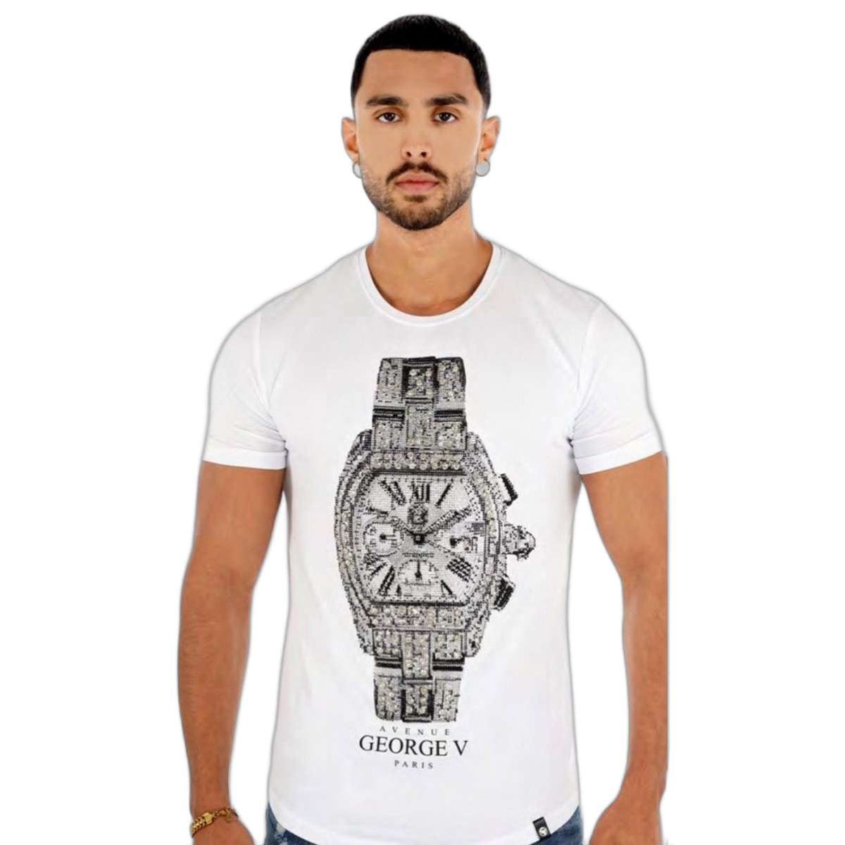 Camiseta George V Paris con Reloj Blanco