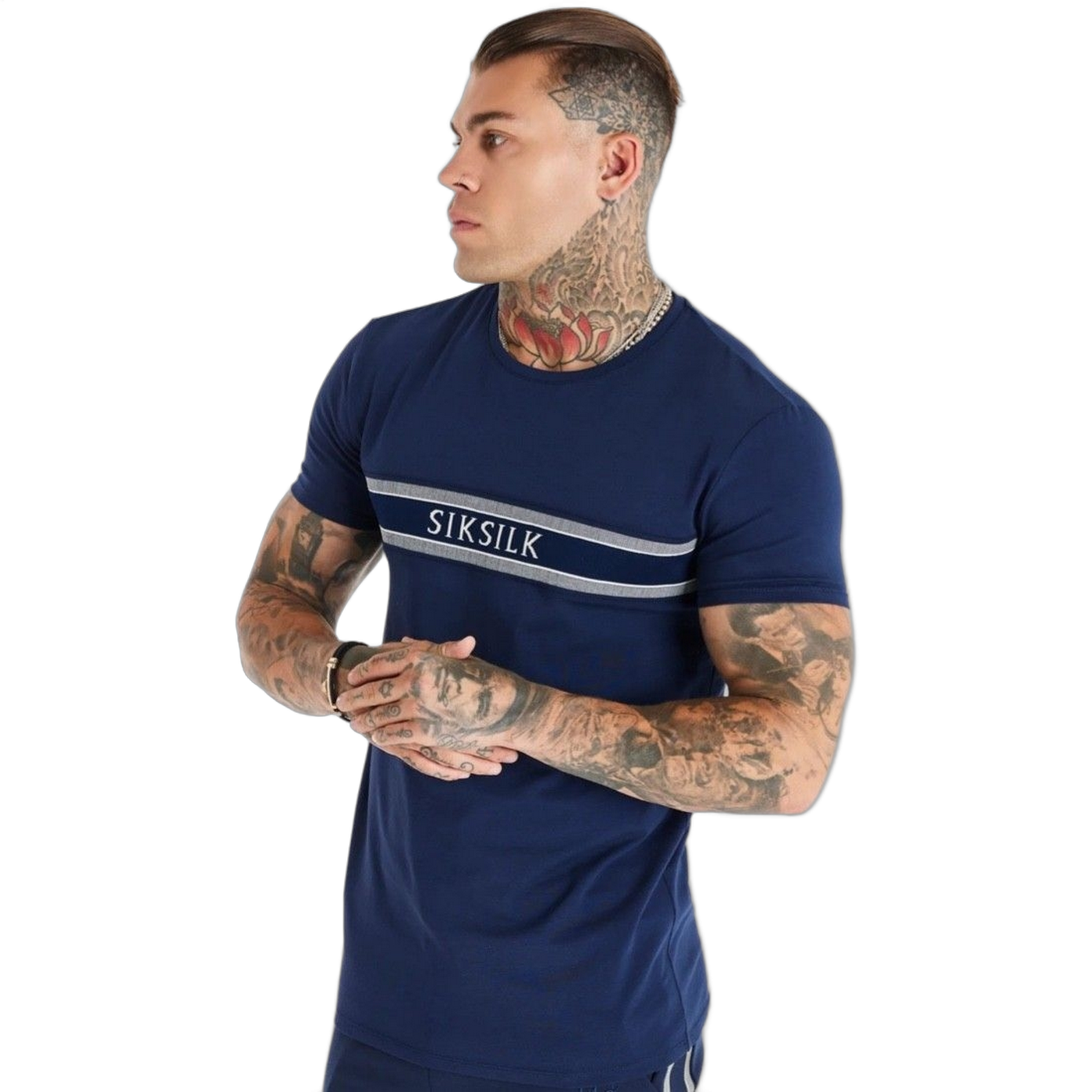 Camiseta SikSilk Logo Bordado Marino