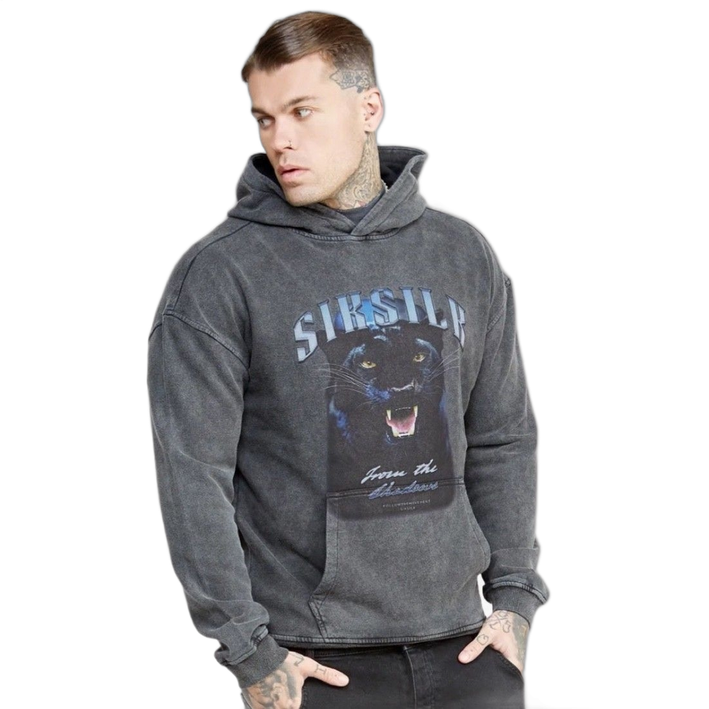 Sudadera SikSilk Grafica Negro