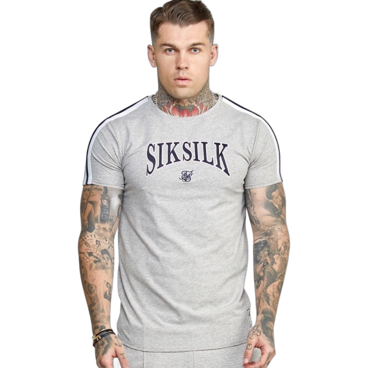 Camiseta SikSilk Collegiate Logo Varsity Gris