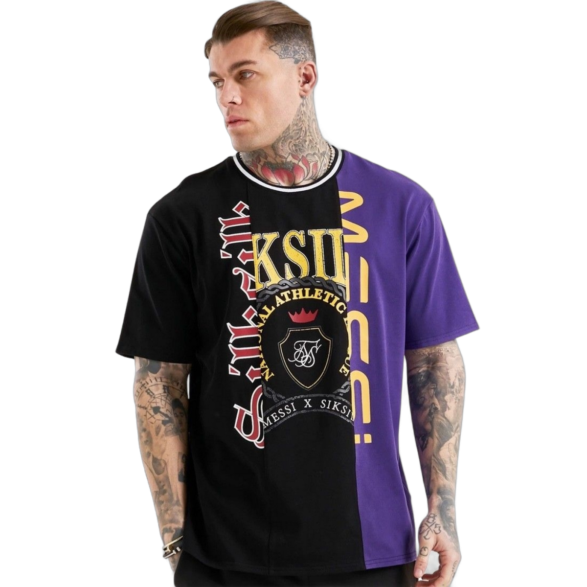 Camiseta SikSilk X Messi Retro Varsity Negro & Morado