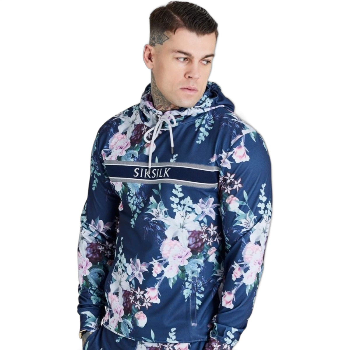 Sudadera SikSilk Botanical Print Marino