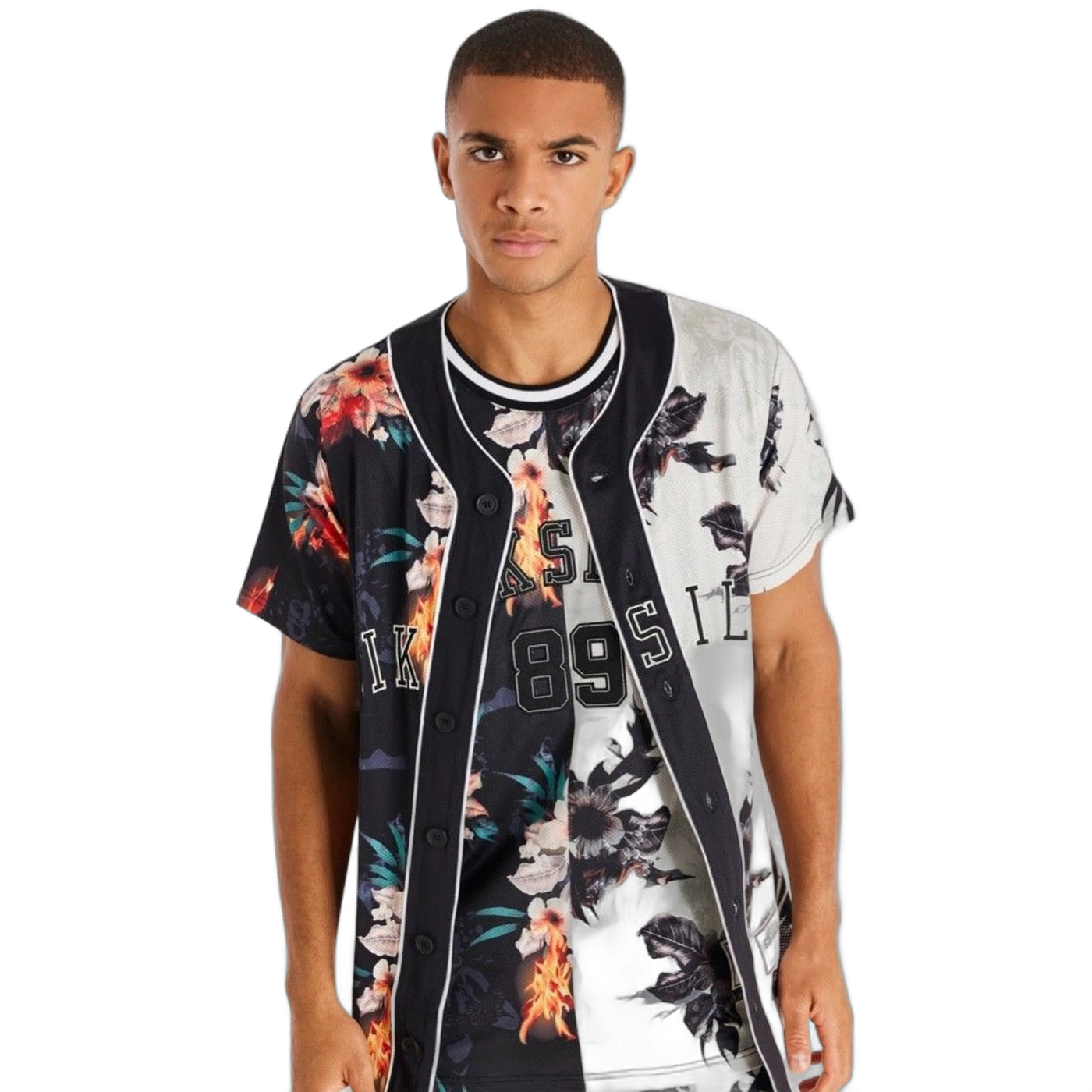 Camisa SikSilk Baseball Print Negro