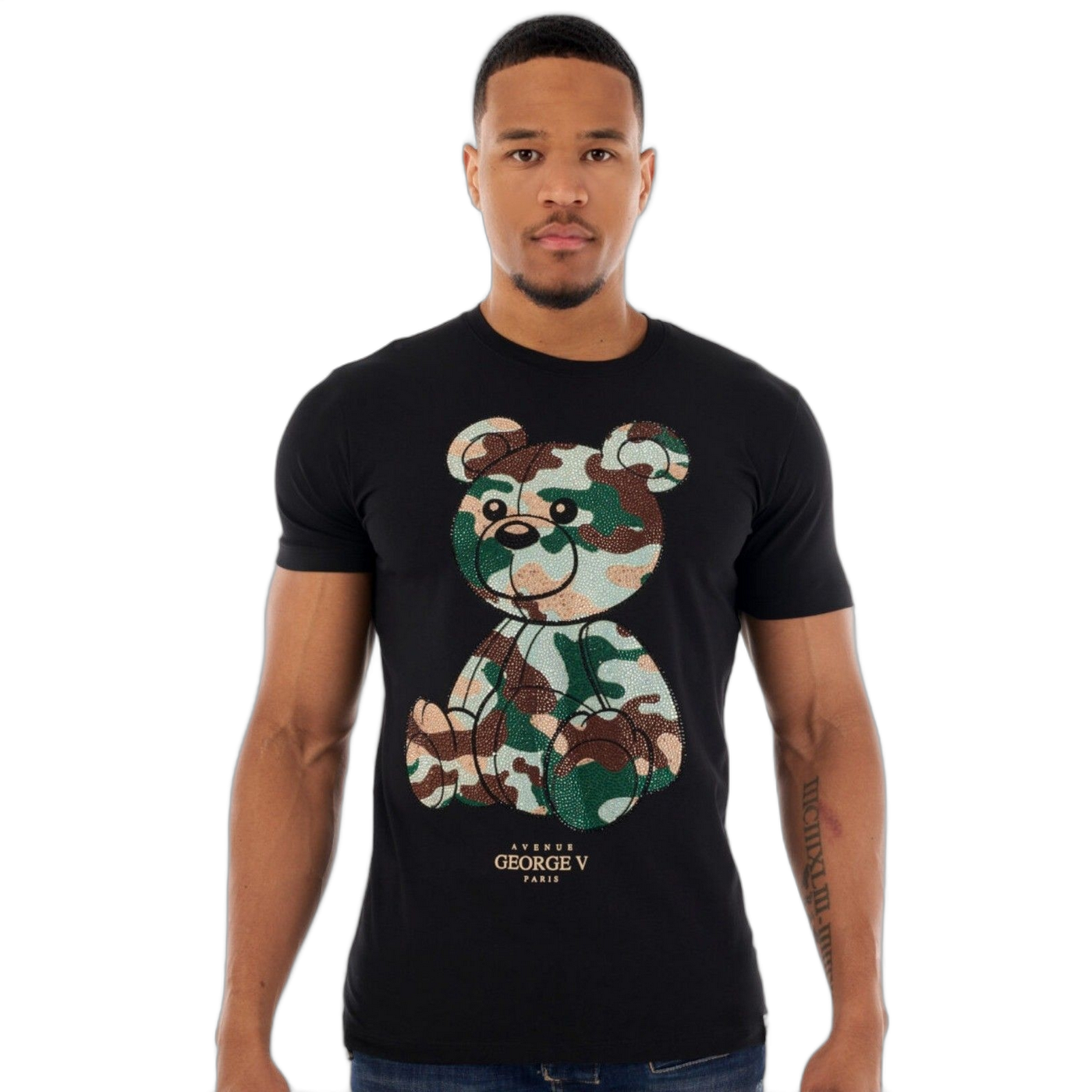 Camiseta George V Paris Oso Teddy Militar Negro y Verde