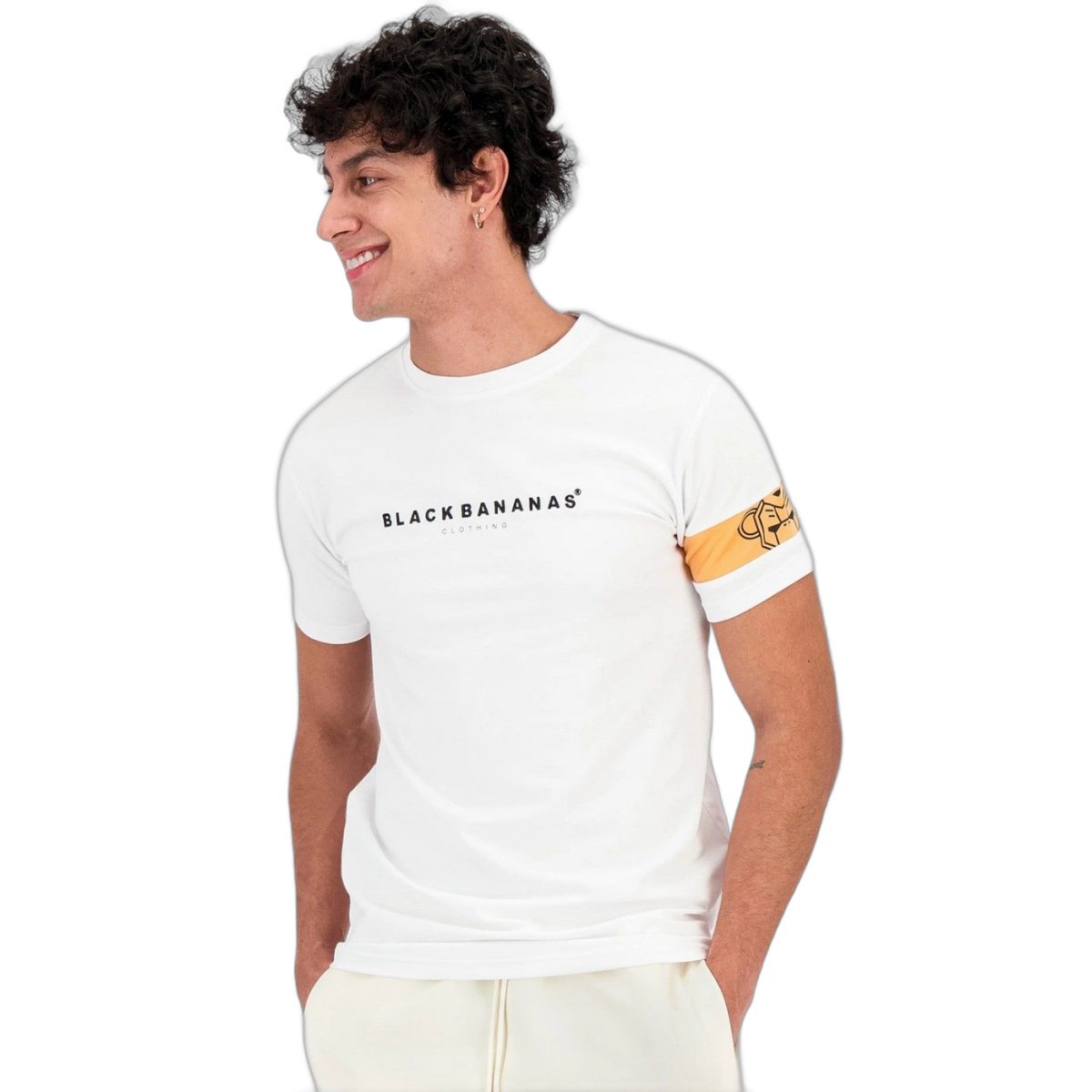 Camiseta Black Bananas Commander Tee Blanco y Naranja