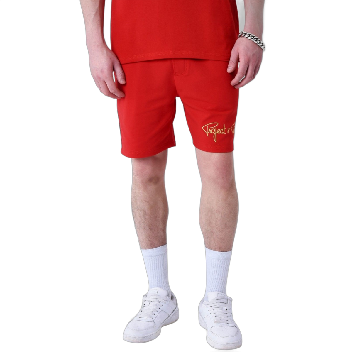 Pantalon Corto Project X Paris Clasico Rayas Laterales Rojo