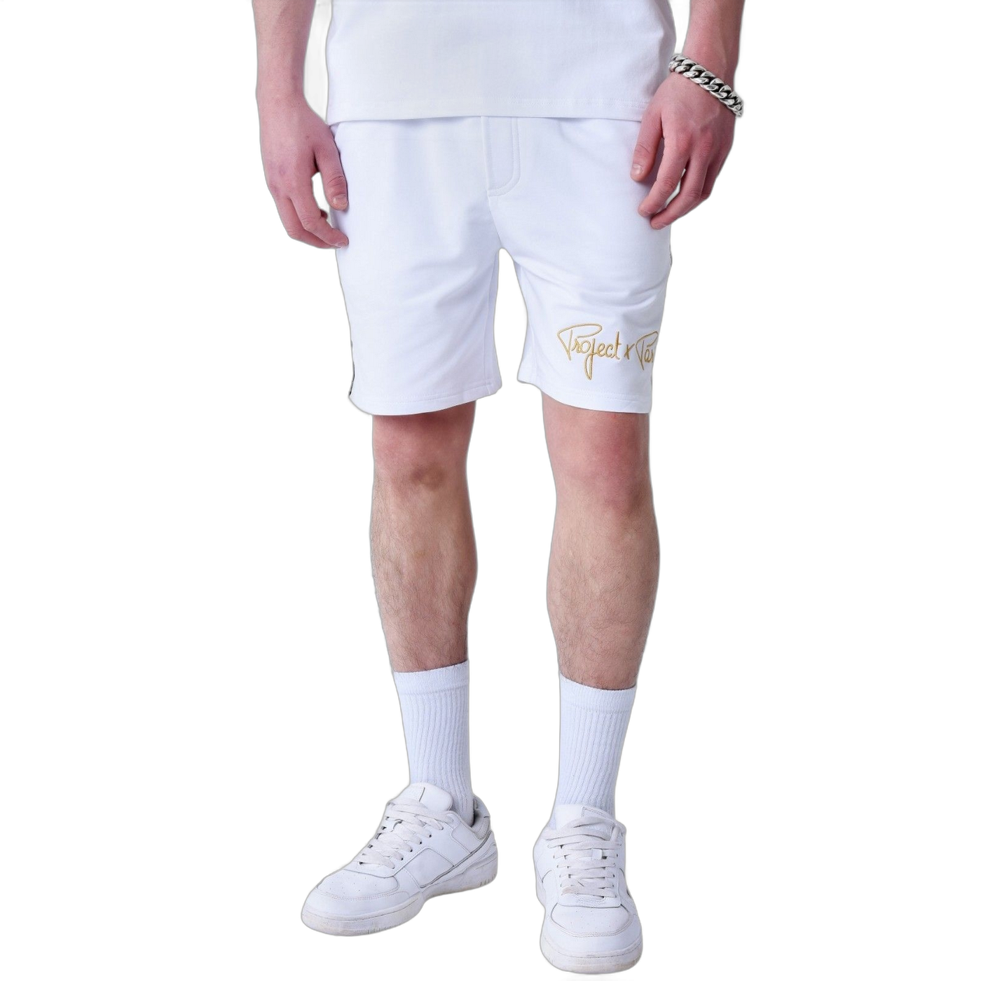 Pantalon Corto Project X Paris Clasico Rayas Laterales Blanco