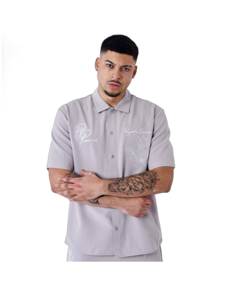 Camisa Project X Paris con Flores Bordado Gris