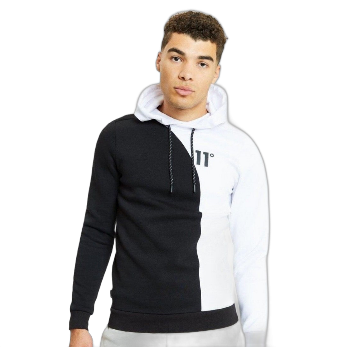 Sudadera 11 Degrees con Paneles y Tejido Mixto Negro