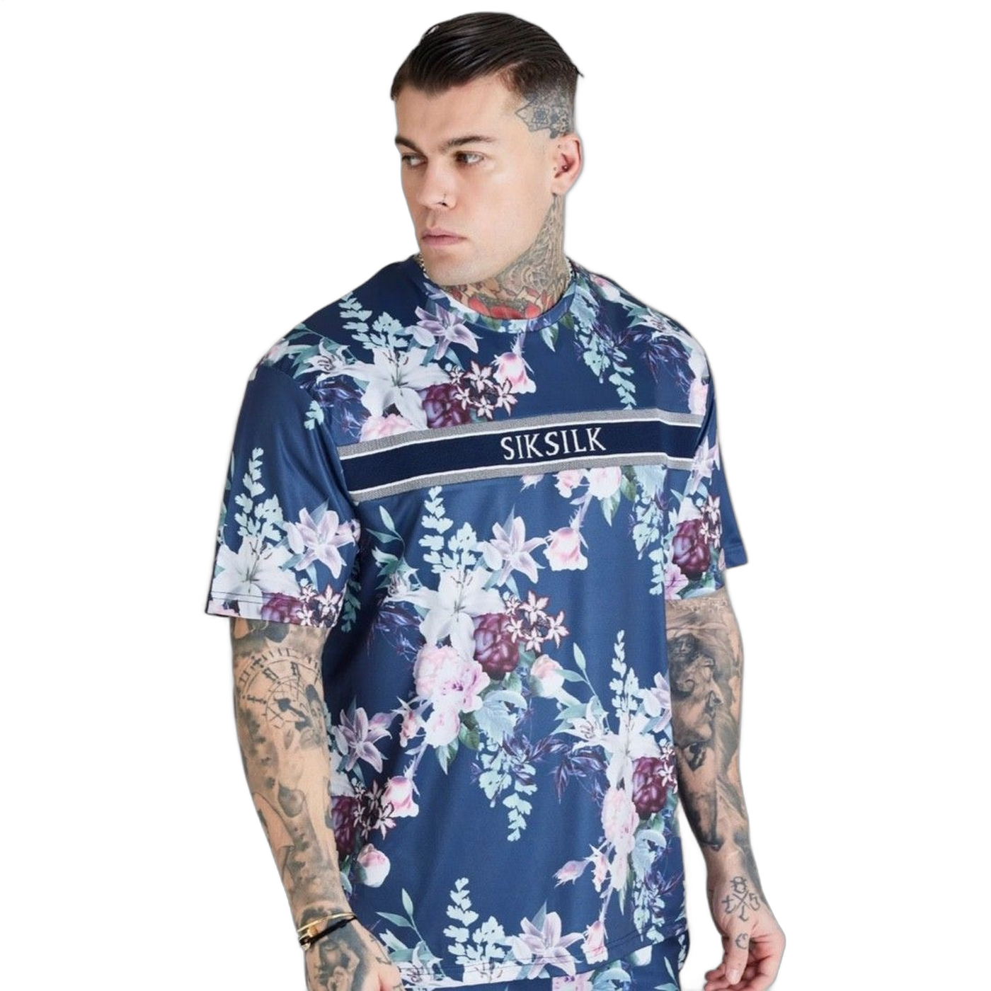 Camiseta SikSilk Botanical Print Marino