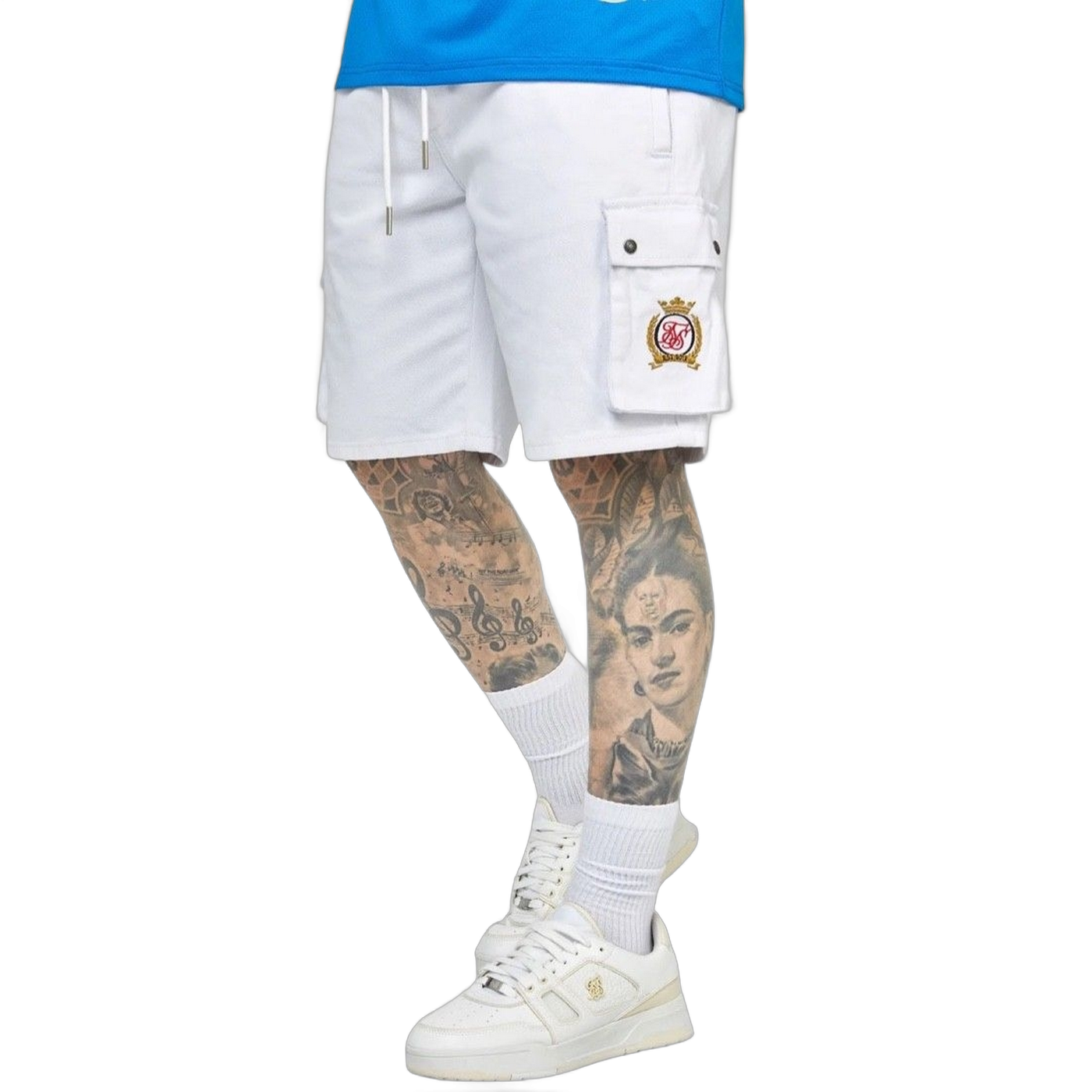 Short SikSilk Elasticos Denim Cargo Blanco