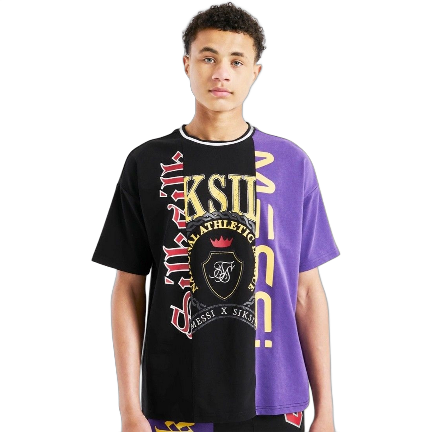 Camiseta SikSilk Jr X Messi Retro Negro & Morado