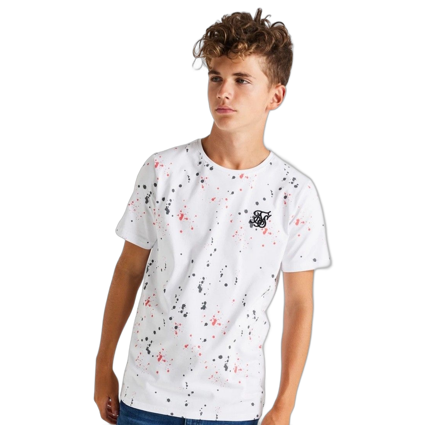 Camiseta SikSilk Jr EStampado Salpicadura Blanco